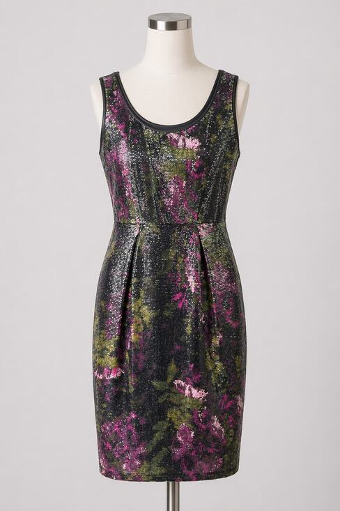 Donna Ricco Dresses & Skirts - Donna Ricco Sequin Floral Dress Purple Black 4 New!